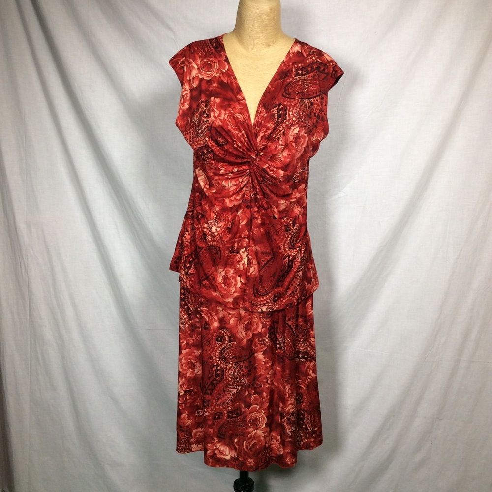 janana’s Women’s Red/Pink Floral Top & Skirt Set